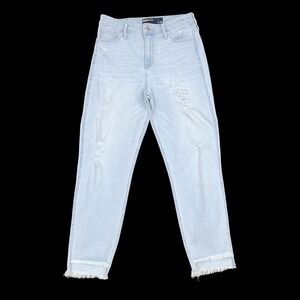 Hollister Jeans Women 28x25 Light Blue High Rise Distressed Ripped Boyfriend